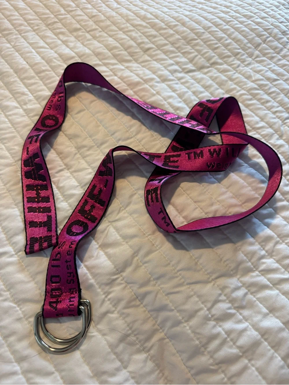 Off-White Pink Industrial Logo Double Ring Web Belt 5400 lbs Style